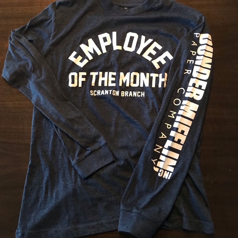 The Office Employee of the Month long sleeve navy tee